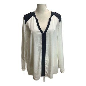 Vince Camuto Contrast Trim Tunic Blouse White